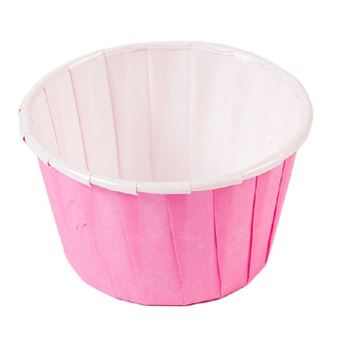 Picture of PINK RIGID BAKING CUPCAKE CASES RUFFLED X 50